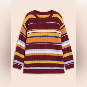 BLOOMCHIC Womens Striped Knit Sweater Burgundy‎ Yellow Blue Orange Size 18-20